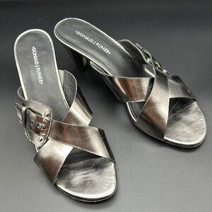 Donald J. Pliner Silver Heels with Crisscross Straps